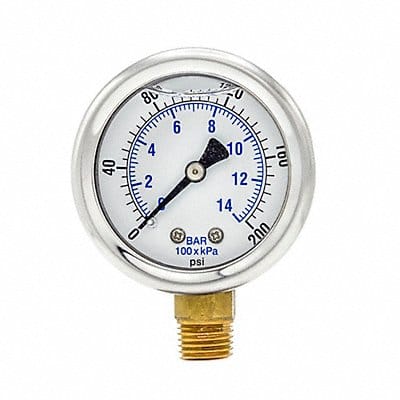 Pressure Gauge 1/4 in NPT 2 in