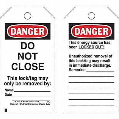 Danger Tag 5-1/2inHx3inW Poly Brass PK25