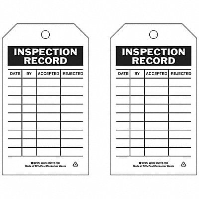 Inspection Tag 7inHx4inW HD Poly. PK10