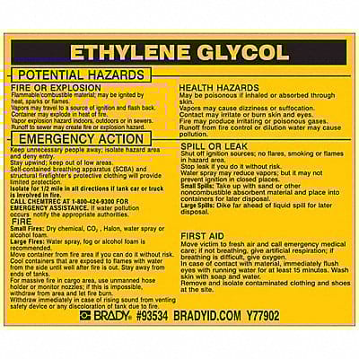 Chemical Label 3-3/4inHx4-1/2inW PK25