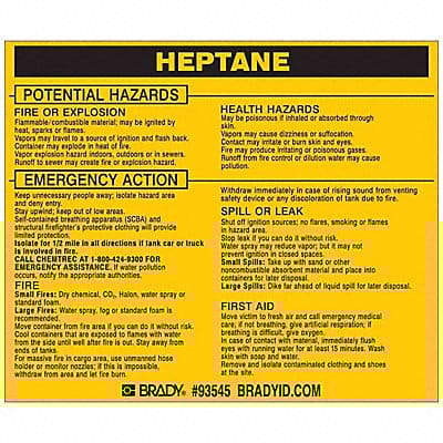 Chemical Label 3-3/4inHx4-1/2inW PK25