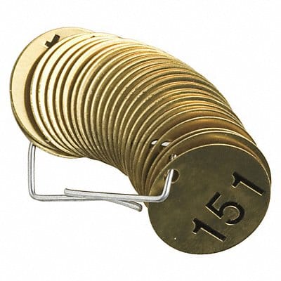 Numbered Tag Set Brass 1 1/2in W PK25