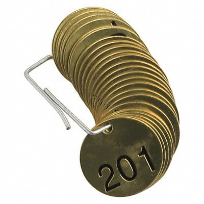 Numbered Tag Set Brass 1 1/2in W PK25