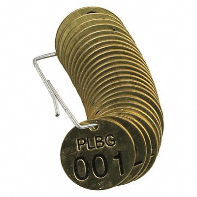 Numbered Tag Set Brass 1 1/2in W PK25