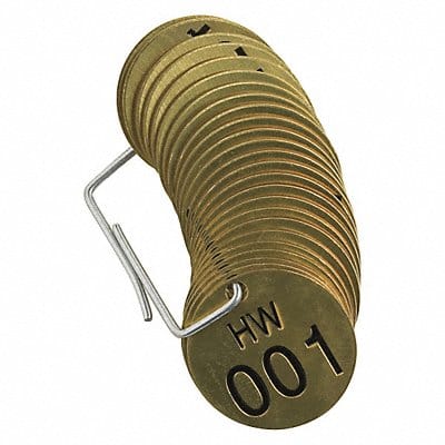 Numbered Tag Set Brass 1 1/2in W PK25