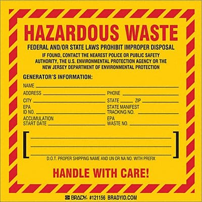 DOT Handling Label Waste 6 Label W PK50