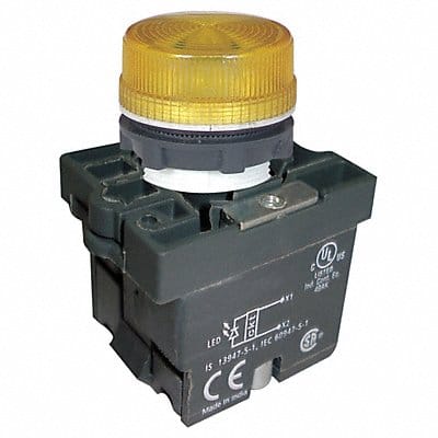 Pilot Light LED 22mm 24VAC/DC YL Plastic