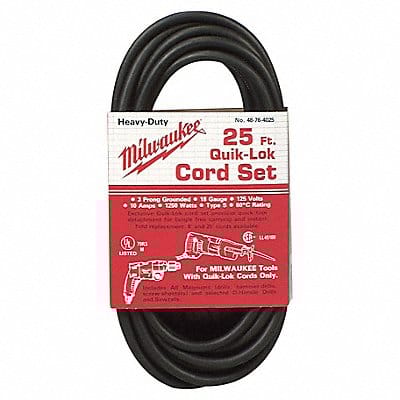 Powr Tool Cord 5-15 25 ft 10A 18/3 125V