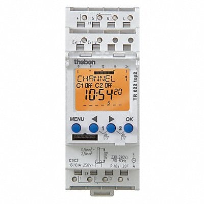 Electr Timer Din Rail 24Hr/7D 2Chn 84Mem