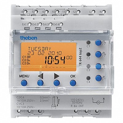 Electr Timer Din Rail 365 Day Astro 4Chn