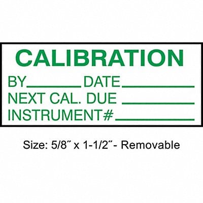 Calibration Label ENG Green/White PK350