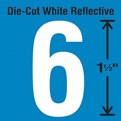 Die-Cut Reflective Number Label 6 PK5