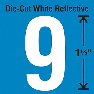 Die-Cut Reflective Number Label 9 PK5