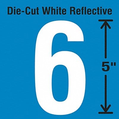 Die-Cut Reflective Number Label 6 PK5