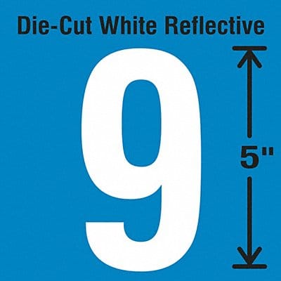 Die-Cut Reflective Number Label 9 PK5