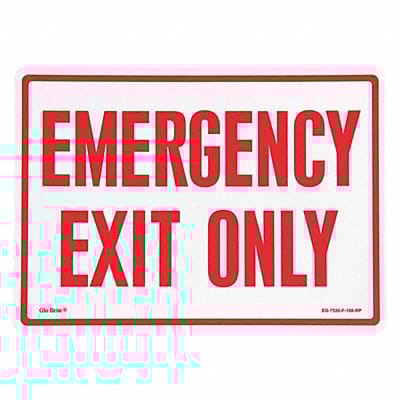 Emergency Exit Only Red On PL 14 x10