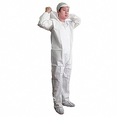 Hooded Coverall Elastic White L PK25
