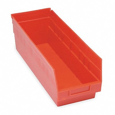 F9082 Shelf Bin Red Polypropylene 6 in