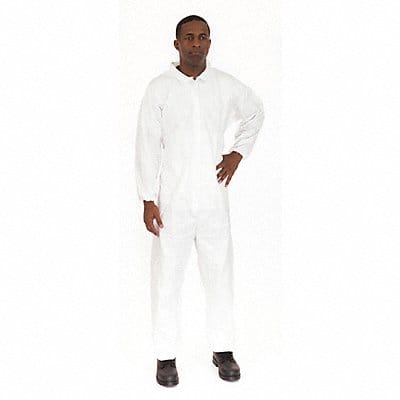 Collared Coverall Elastic White 4XL PK25