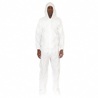 Hooded Coverall w/Boots White 2XL PK25