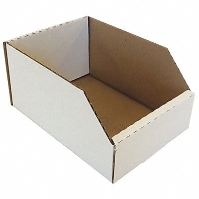 Corr Shelf Bin White Cardboard 3 in