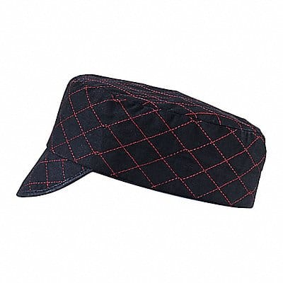Welders Cap Black Red Stitching 7In