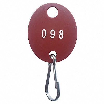 Key Tag Numbered 1 to 100 Oval PK100