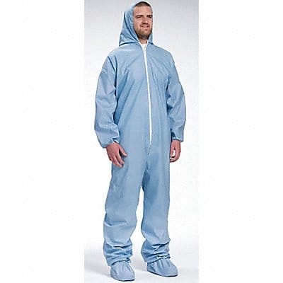 Hooded Coverall w/Boots Blue XL PK25