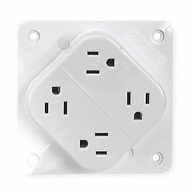 Receptacle White 15 A 2P3W Back 1PK