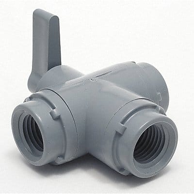 PVC Ball Valve 3-Way FNPT x FNPT 1/4 in