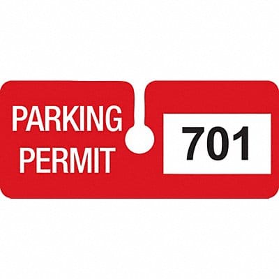Parking Permits Rearview Wht/Red PK100