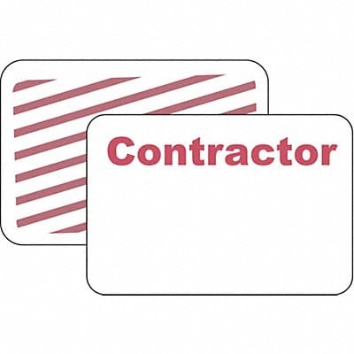 D0065 Contractor Badge 1 Week Red/White PK500