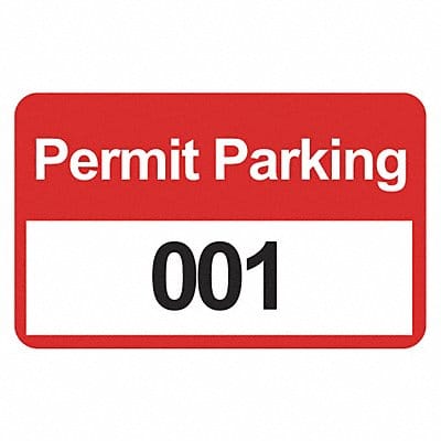 Parking Permits Bumper Wht/Red PK100
