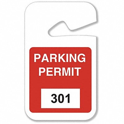 Parking Permits Rearview 301-400 Wht/Red