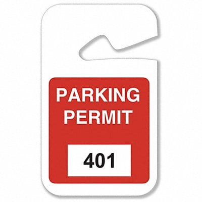 Parking Permits Rearview 401-500 Wht/Red
