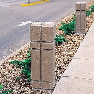 Decorative Bollard 36 in H Gray Concrete