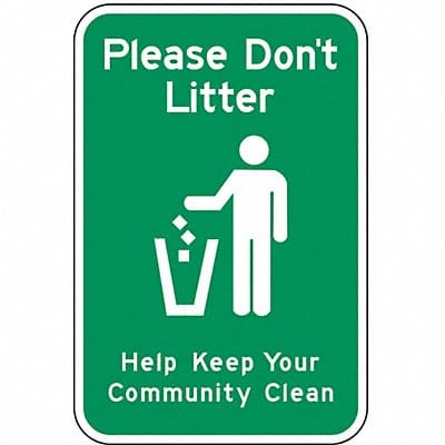 Reflective Litter Sign 18x12in Aluminum