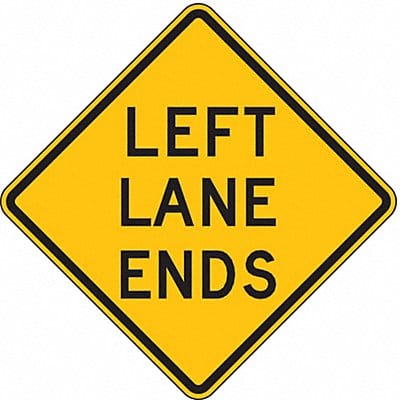 Left Lane Ends Traffic Sign 24 x 24