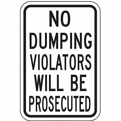 Reflective No Dumping Sign 18x12in Alum