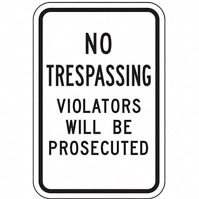 Rflctv No Trespassing Sign 18x12in Alum