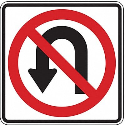 No U-Turn Traffic Sign 24 x 24
