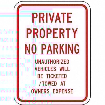 Private Property No Parking Sign 24 x18