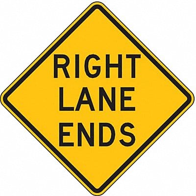 Right Lane Ends Traffic Sign 24 x 24