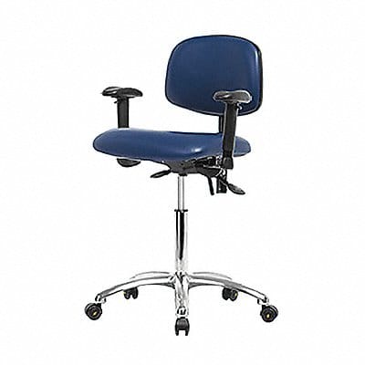 Vinyl ESD Chair Desk Arms Cstrs Blue