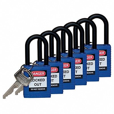 H1707 Lockout Padlock KA Blue 1-3/4 H PK6