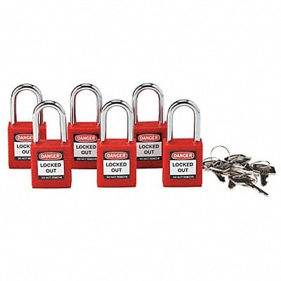 H1699 Lockout Padlock KA Red 1-3/4 H PK6