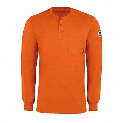 D1302 FR Lng Slv Henley Shirt Orng XLT Button