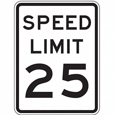 Speed Limit 25 Traffic Sign 24 x 18
