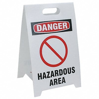 Floor Safety Sign White Plastic 20 in H