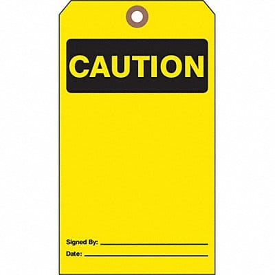 Caution Tag 7 in H 4 in W Cardstock PK25